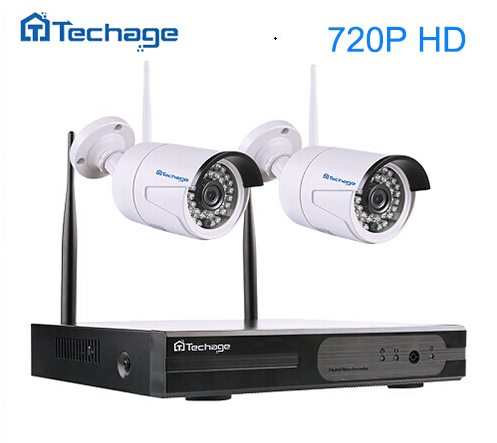 Techage Övervakningssystem 2st kameror Wi-fi NVR-kit 720P HD