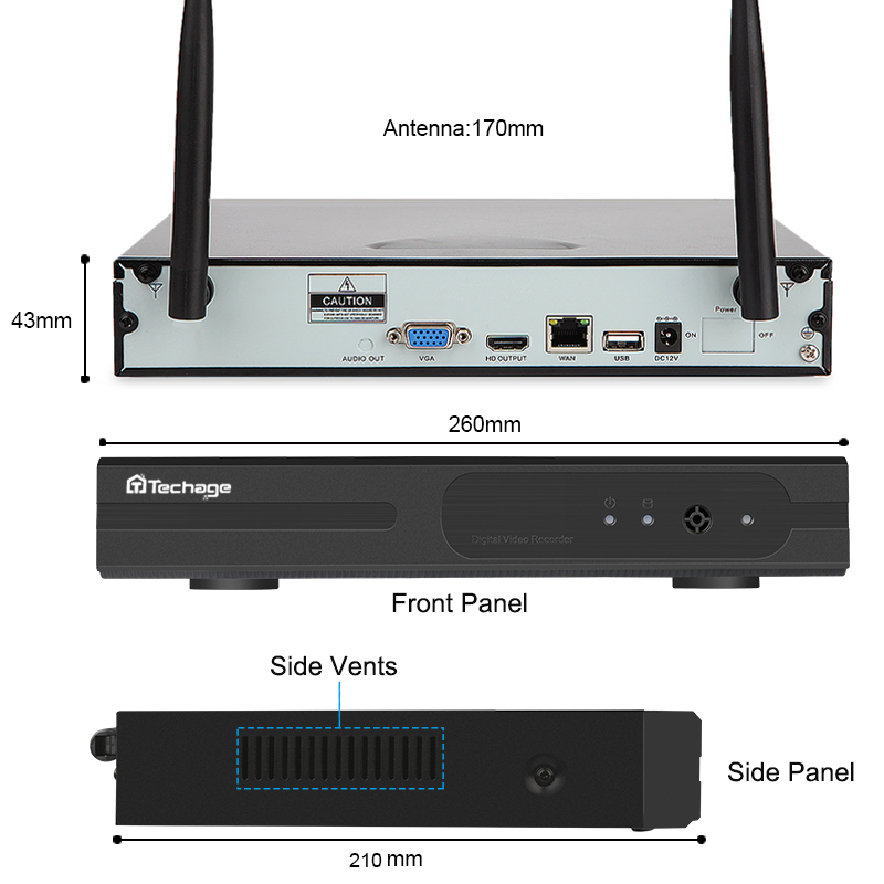 Techage 1080p HD Övervakningssystem 8 st trådlösa IP-kameror, Wi-fi NVR-kit