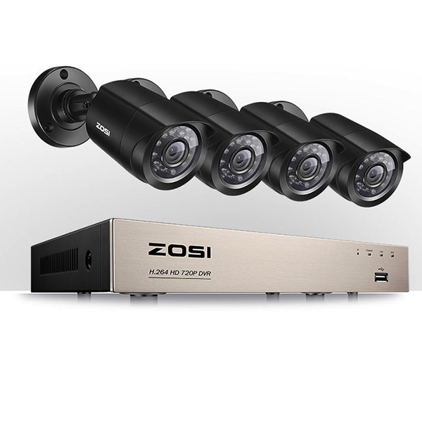 ZOSI Övervakningspaket 4st kameror 720P Vattentålig