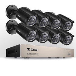 ZOSI Övervakningspaket 8st kameror 720P Vattentålig