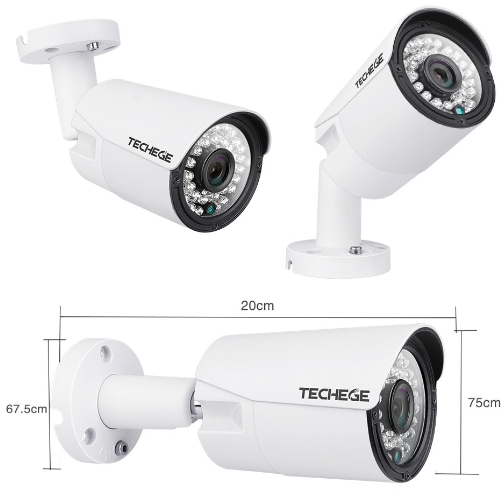 Komplett PoE Övervakningssystem 8 kanaler Techege 1080P 4 Kameror