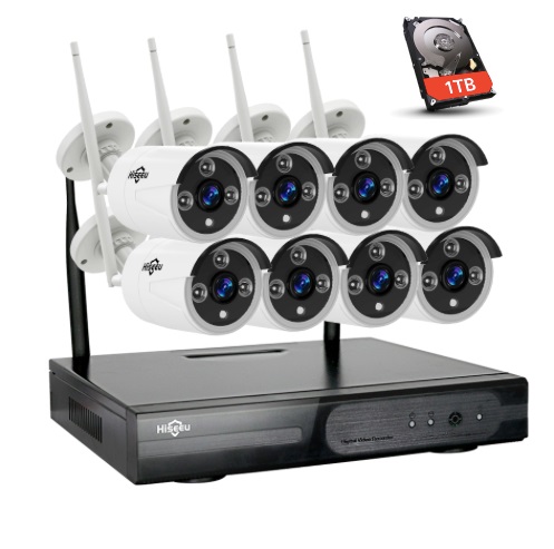 HISEEU Övervakningssystem 8st WIFI kameror 1080P