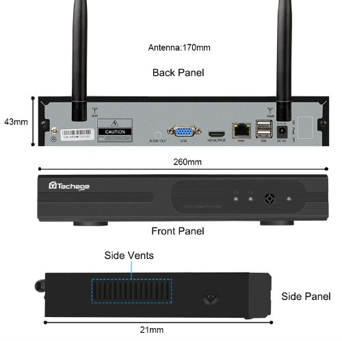 Techage Övervakningssystem 1TB HD 2st wifi IP-kameror 720P