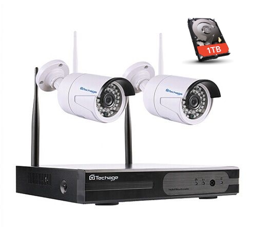 Techage Övervakningssystem 1TB HD 2st wifi IP-kameror 720P