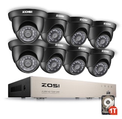ZOSI Övervakningspaket 8st kameror 720P Vattentålig 1TB