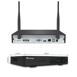 Techage 720p HD Övervakningssystem 4 st trådlösa IP-kameror, Wi-fi NVR-kit 1TB