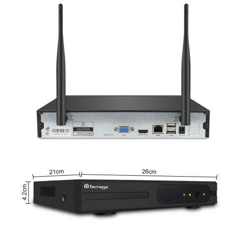 Techage 720P Övervakningssystem+1TB HD 8 st trådlösa IP-kameror Wi-fi NVR-kit