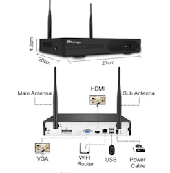 Techage 1080p HD Övervakningssystem 4 st trådlösa IP-kameror, Wi-fi NVR-kit 1TB