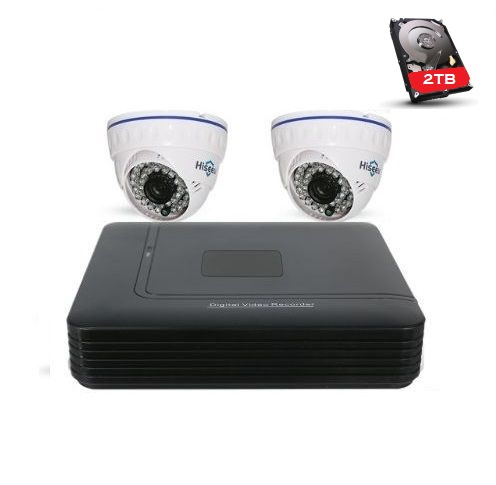 HISEEU övervakningssystem 2st kameror 720P Inomhus, 1080P DVR