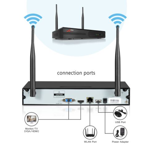 ANRAN Övervakningssystem Wi-fi NVR 1080P HD 2TB