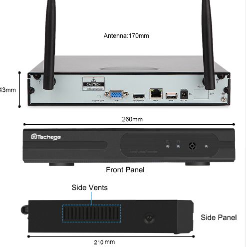 Techage 1080p HD Övervakningssystem 8st trådlösa IP-kameror Wi-fi NVR-kit