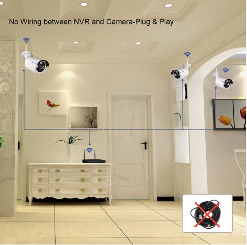 Techage Övervakningssystem 2st trådlösa IP-kameror, Wi-fi NVR-kit 720P