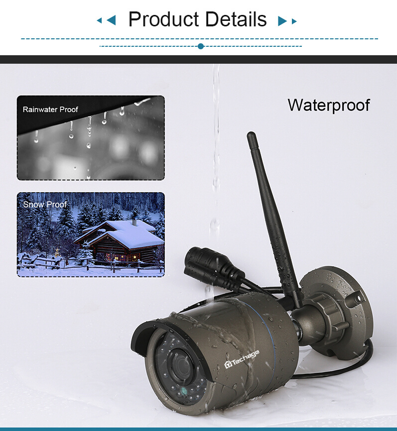 Techage 960p HD Övervakningssystem 8 st trådlösa IP-kameror, Wi-fi NVR-kit