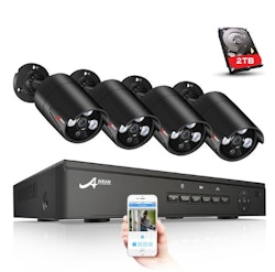 ANRAN PoE Övervakningssystem 4st IP-kameror 1080P IP-66