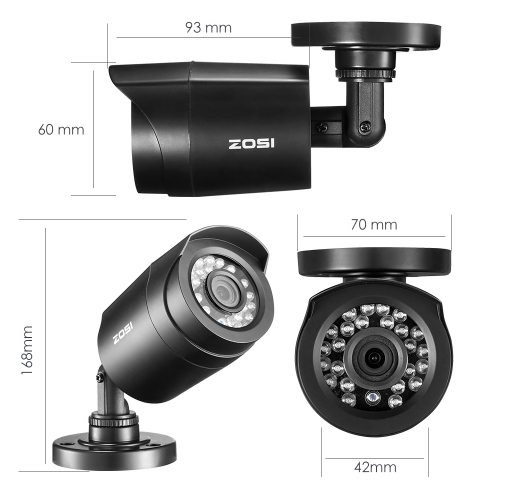 ZOSI Övervakningspaket 4st kameror 720P Vattentät