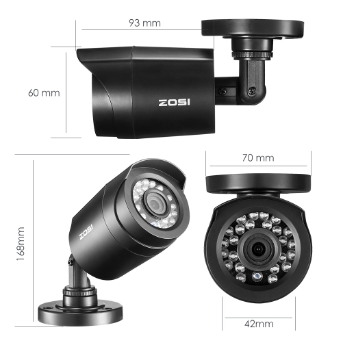 ZOSI Övervakningspaket 4st kameror 720P Vattentålig 3TB