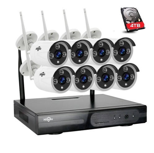 HISEEU Övervakningssystem 8st WIFI kameror 1080P