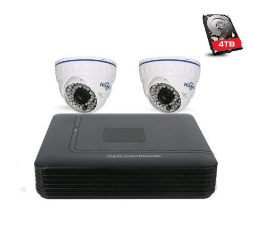 HISEEU övervakningssystem 2st kameror 720P Inomhus, 1080P DVR