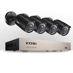 ZOSI Övervakningspaket 4st kameror 720P Vattentålig 4TB