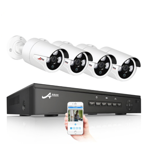 ANRAN PoE Övervakningssystem 4st IP-kameror 1080P IP-66 4TB vit