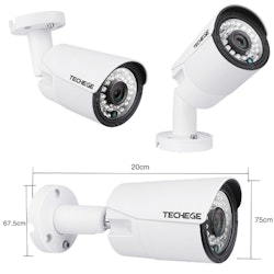 Komplett PoE Övervakningssystem 8 kanaler Techege 1080P 4 Kameror 4TB
