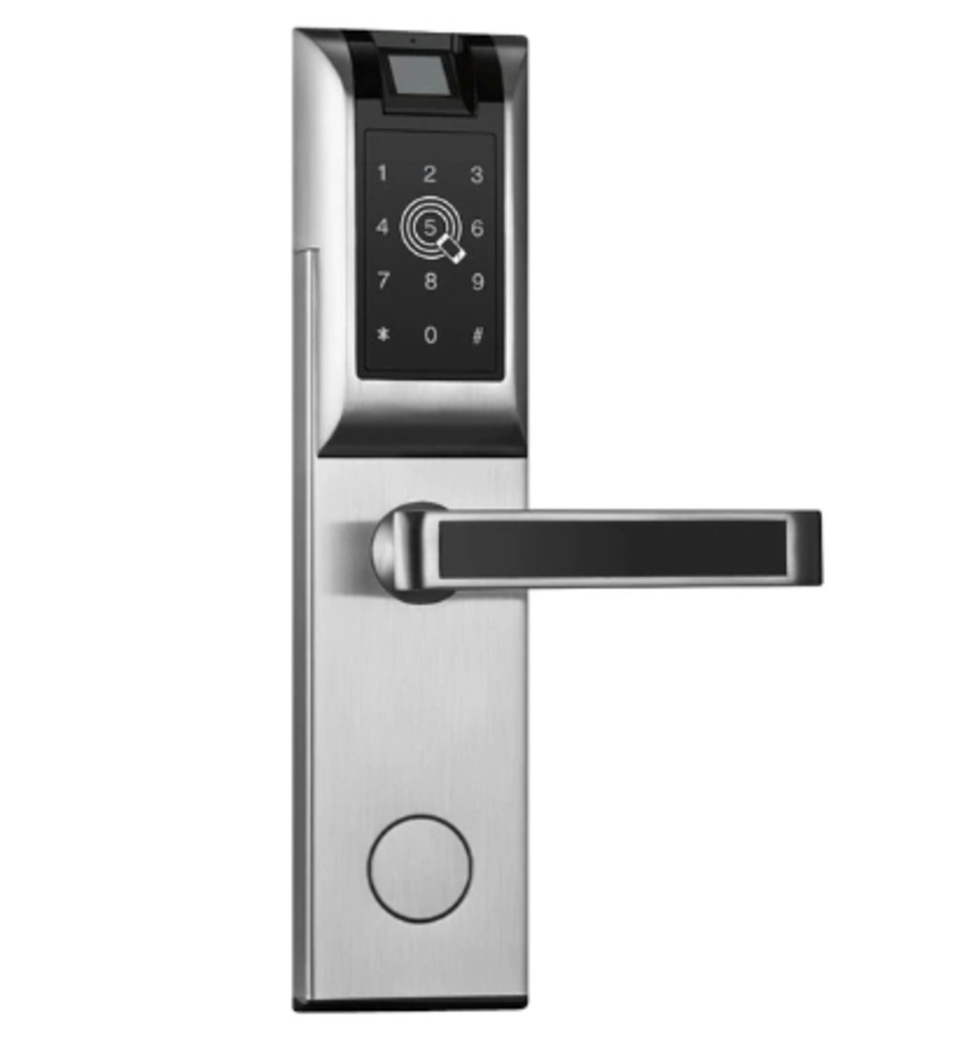 Digitalt dörrlås med Fingeravtryck Lösenord RFID APP Silver - Sumodeal