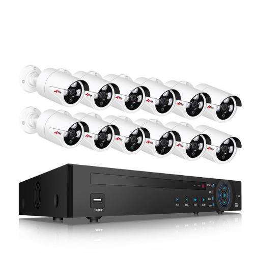 ANRAN PoE Övervakningssystem 12 st kameror 5MP IP66 3TB