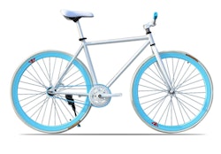 Fixed Gear Cykel vit/blå