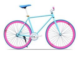 Fixed Gear Cykel blå/rosa