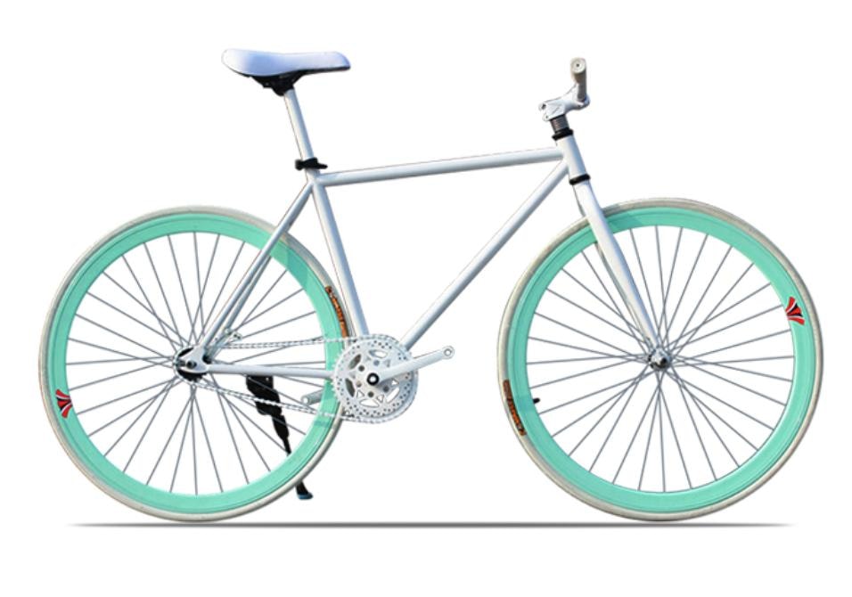 Fixed Gear Cykel vit/turkos - Sumodeal