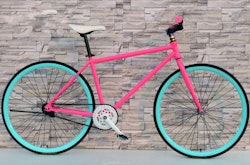 Fixed Gear Cykel rosa/turkos