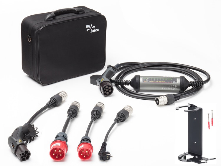 Juice Booster 2 laddkabel elbil med adapterset Komplett med väggfäste