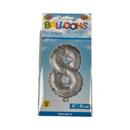 Sifferballong Nr 8 Silver - 41 cm