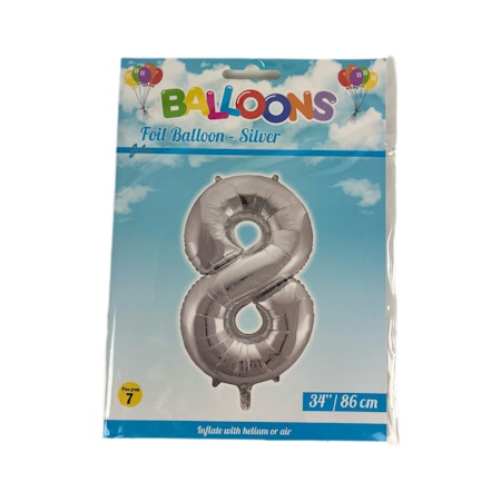 Sifferballong Nr 8 Silver - 86 cm