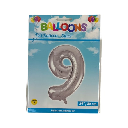 Sifferballong Nr 9 Silver - 86 cm