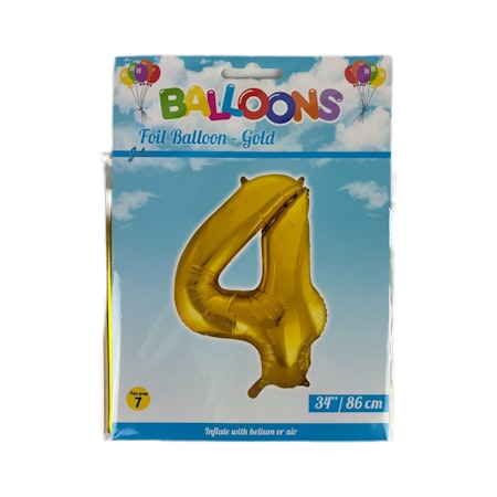 Sifferballong Nr 4 Guld - 86 cm