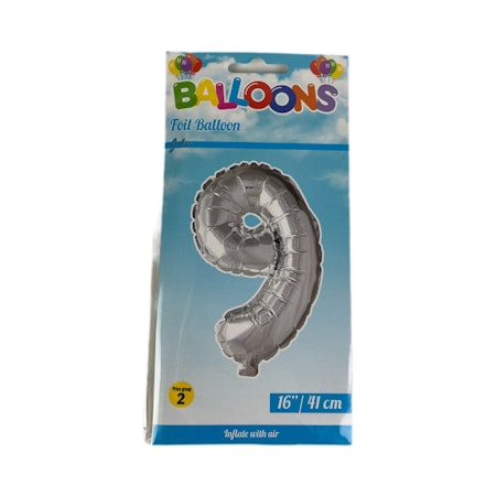 Sifferballong Nr 9 Silver - 41 cm