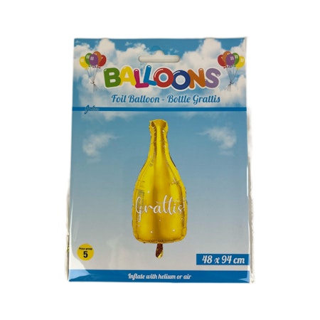 Champagneflaska ballong "Grattis" - 94 cm