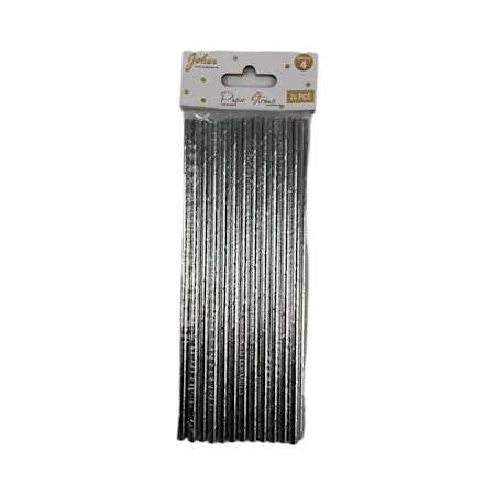 Papperssugrör Silver 24-pack