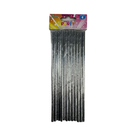 Papperssugrör Silver 24-pack
