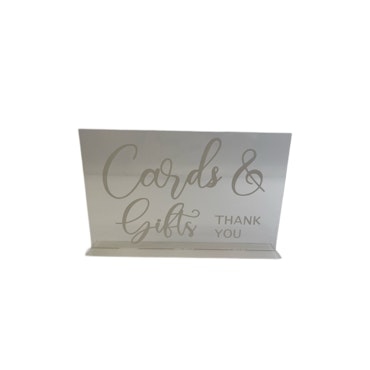 Akrylskylt "Cards & gifts"