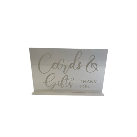 Akrylskylt "Cards & gifts"