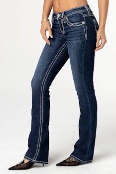 MISS ME || Indi Stitched Bootcut Jeans
