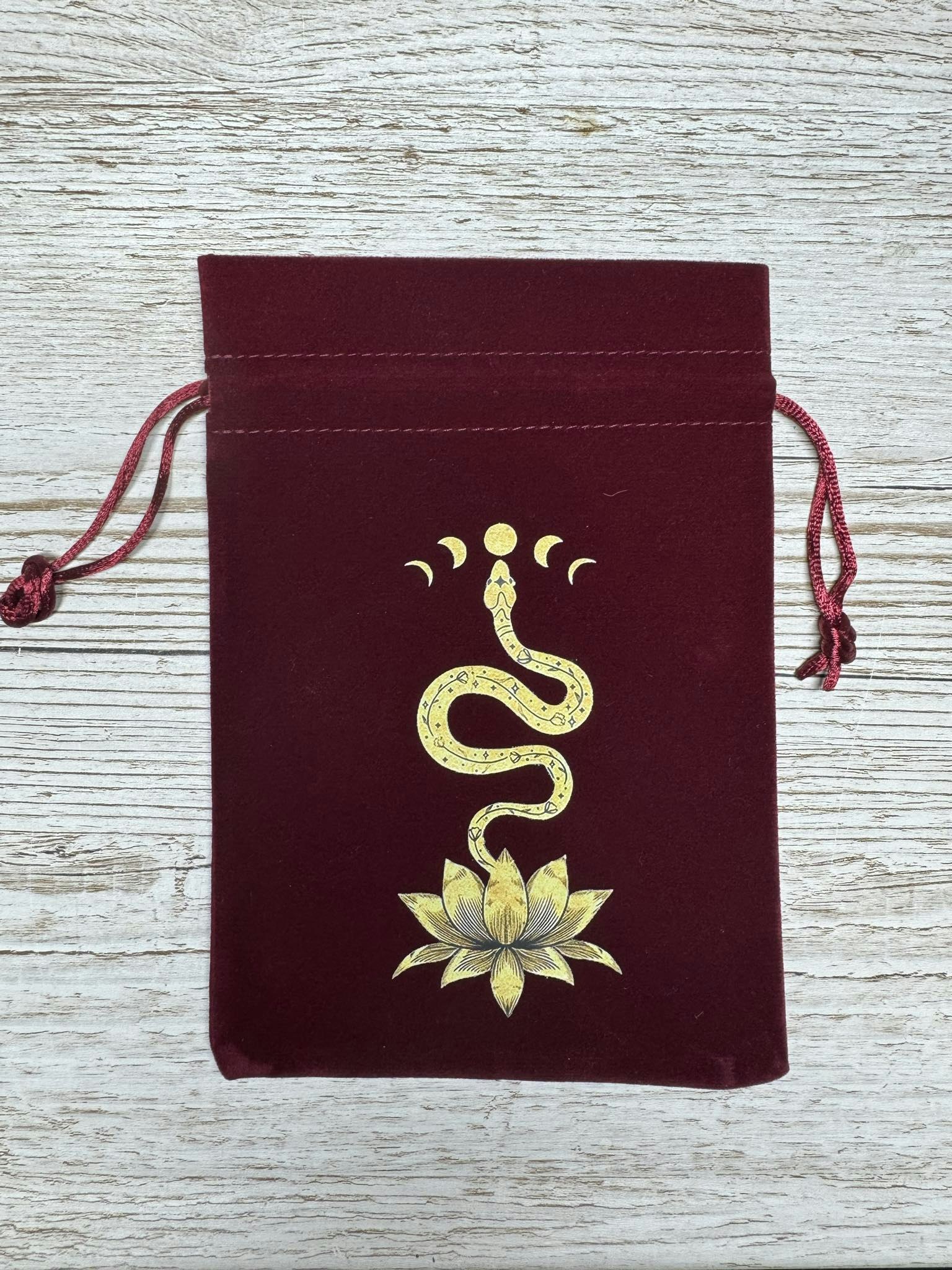 Tarotpåse orm/lotus (vinröd)