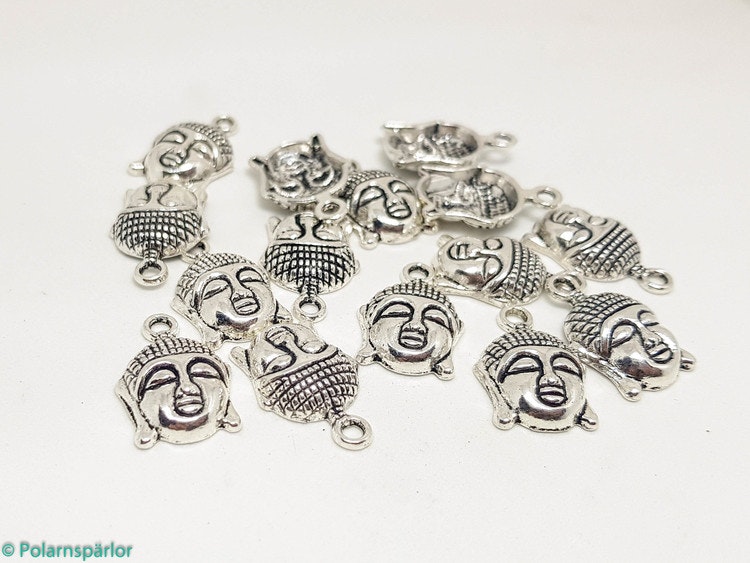 buddha huvud silver