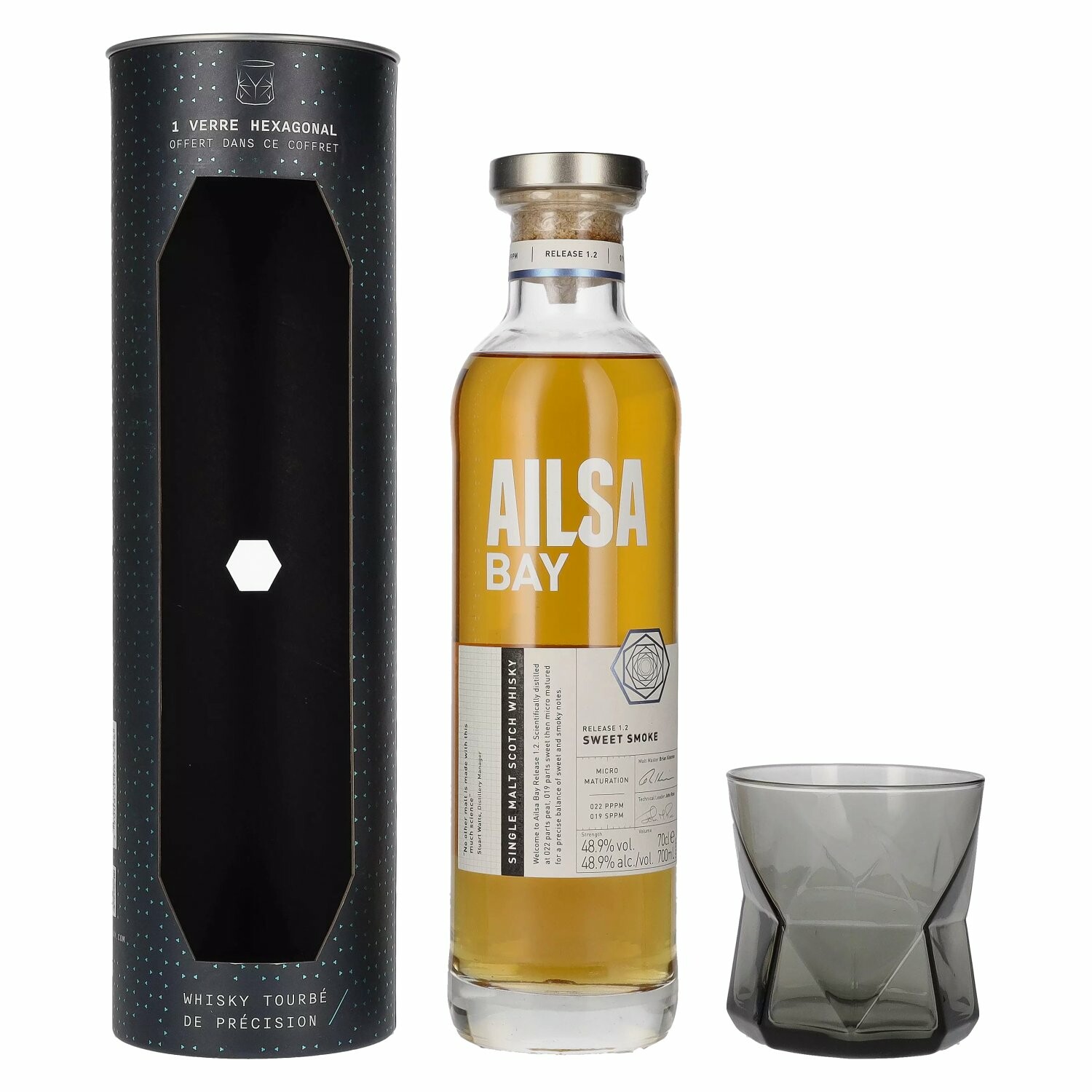 Ailsa Bay SWEET SMOKE Single Malt Scotch Whisky Release 1.2 48,9% Vol. 0,7l in Giftbox with glass