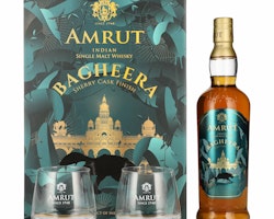 Amrut BAGHEERA Indian Single Malt Whisky Sherry Cask Finish 46% Vol. 0,7l in Giftbox with 2 glasses