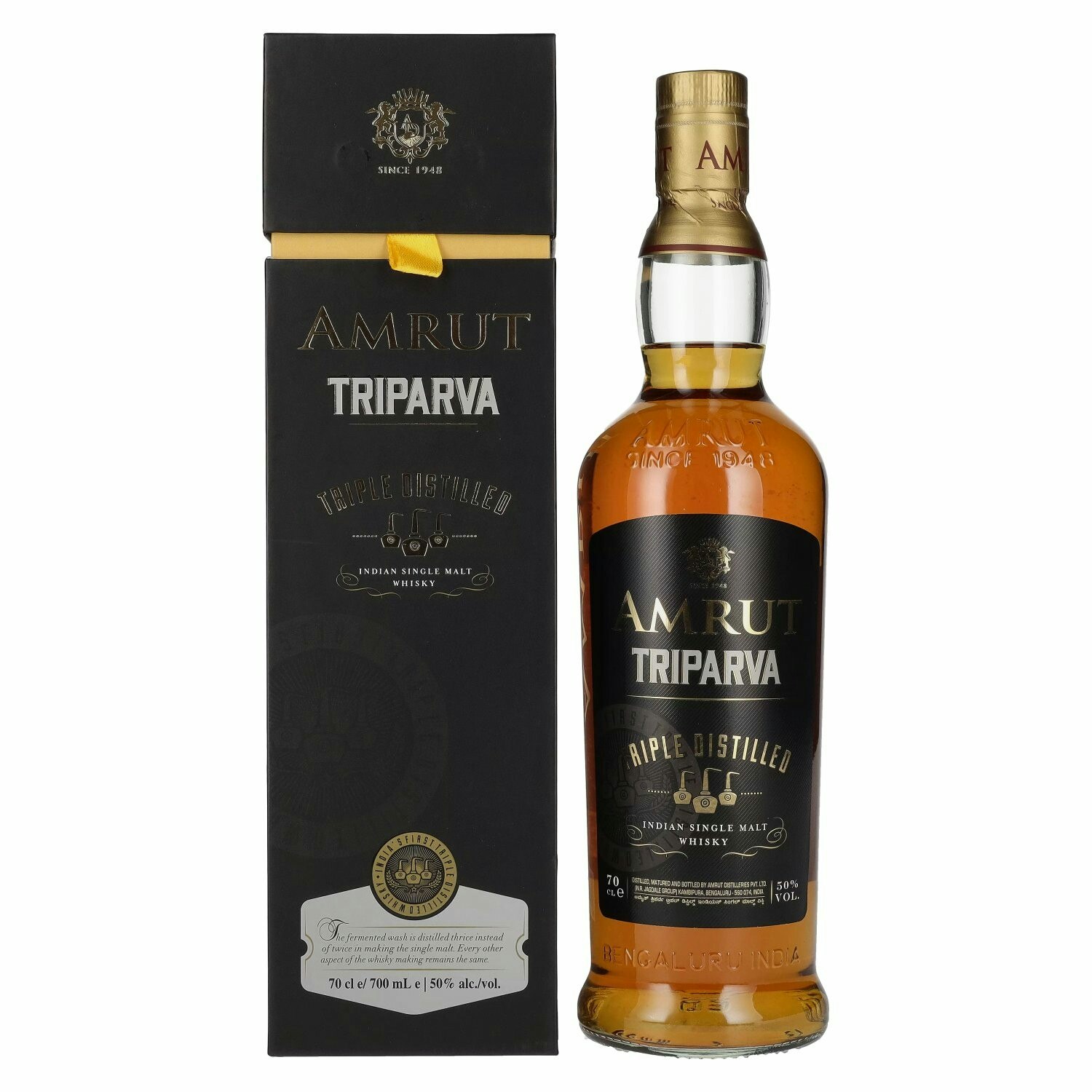 Amrut TRIPARVA Triple Distilled Indian Single Malt Whisky 50% Vol. 0,7l in Giftbox