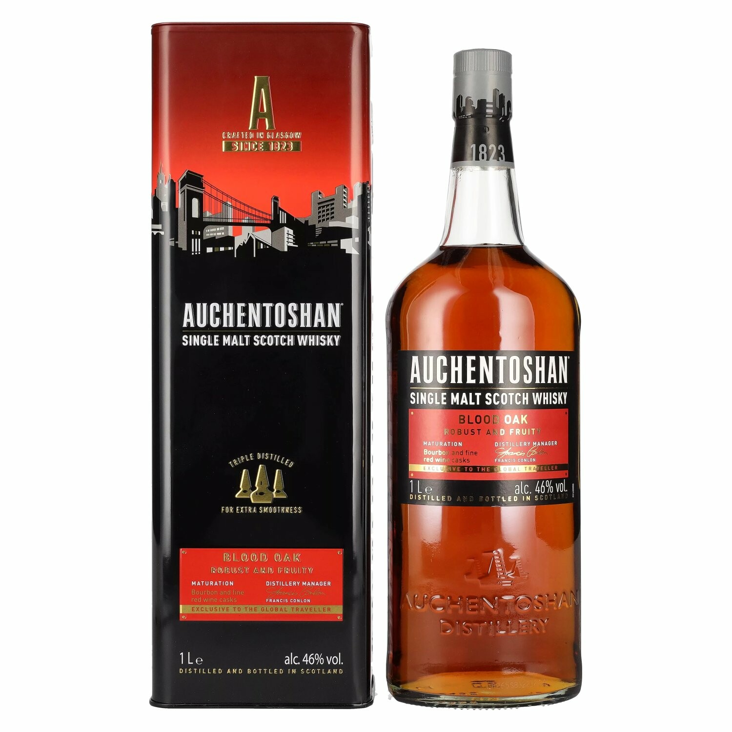 Auchentoshan BLOOD OAK Single Malt Scotch Whisky 46% Vol. 1l in Tinbox