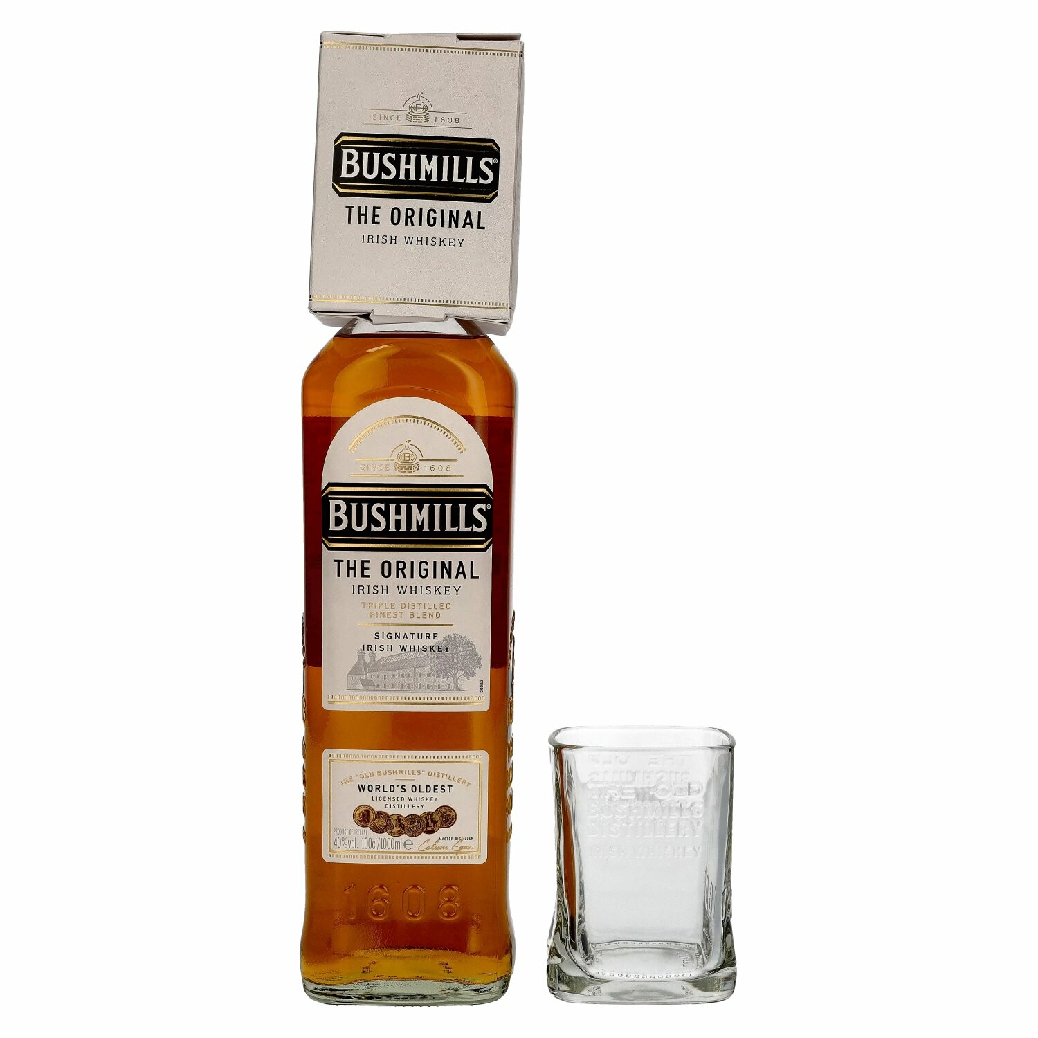 Bushmills Triple Distilled Original Irish Whiskey 40% Vol. 1l with glass